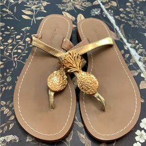 Lilly Pulitzer Gold Pineapple Sandals